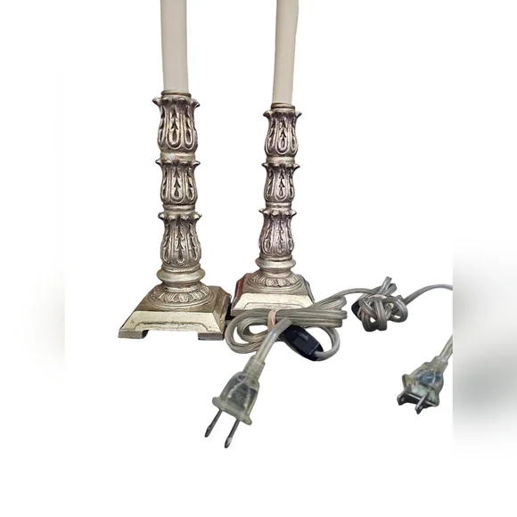 Pair of Gold Candlestick Lamps - Picture 6 of 7